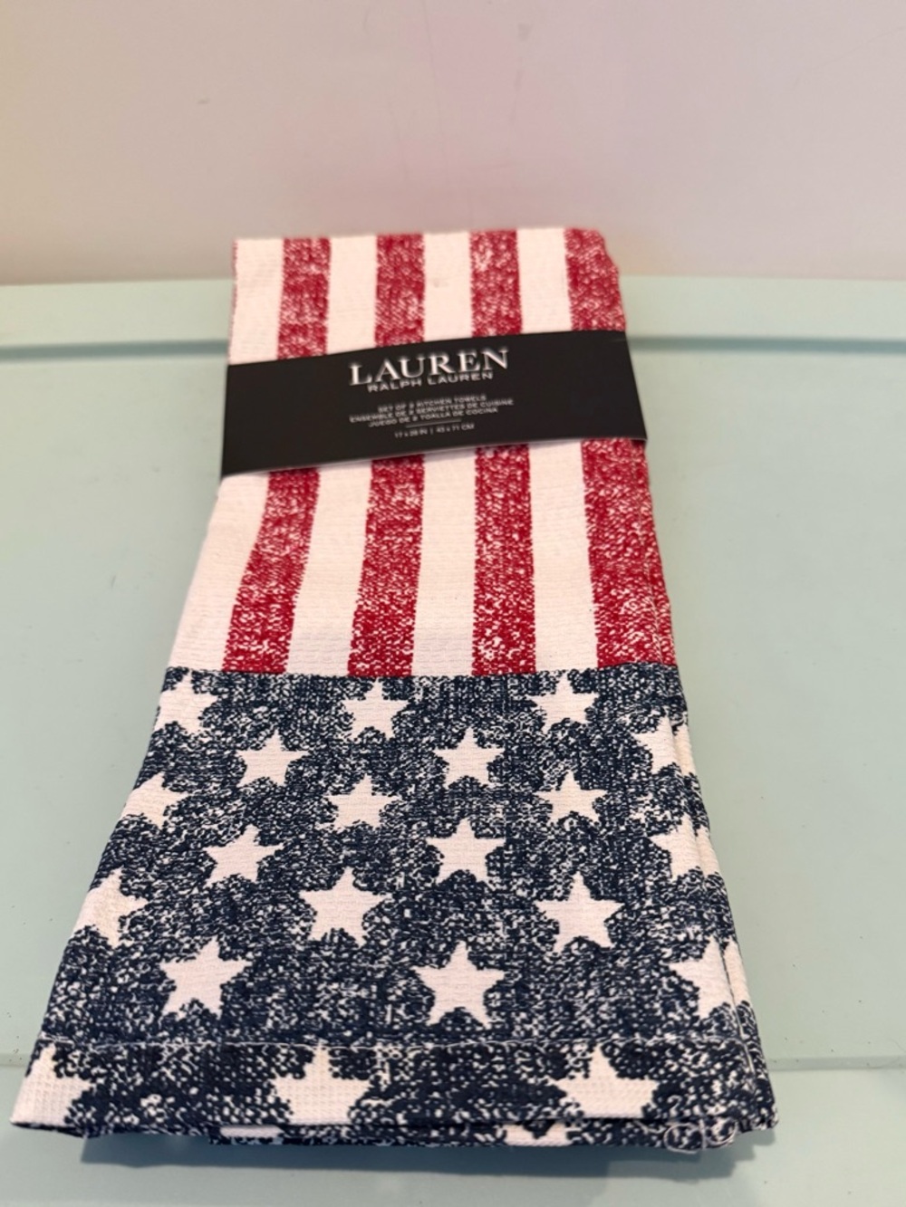 Classic Ralph Lauren Red, White, and Blue Flag Kitchen Towels- Set of 2- NWT